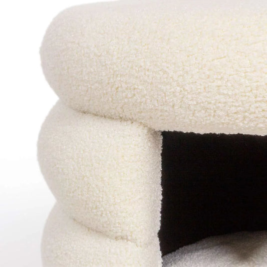 SnugglePod Luxe Cat Cave – Plush White & Gold Hideaway for Cozy Cats