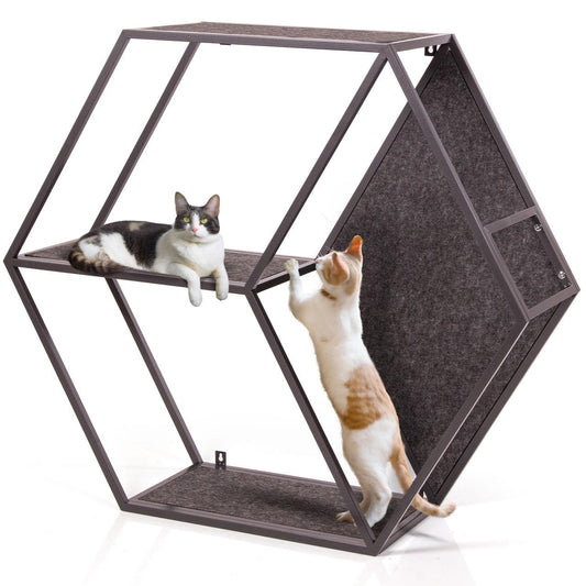 HexaHaus – Modern Modular Wooden Cat House with Scratch Panels